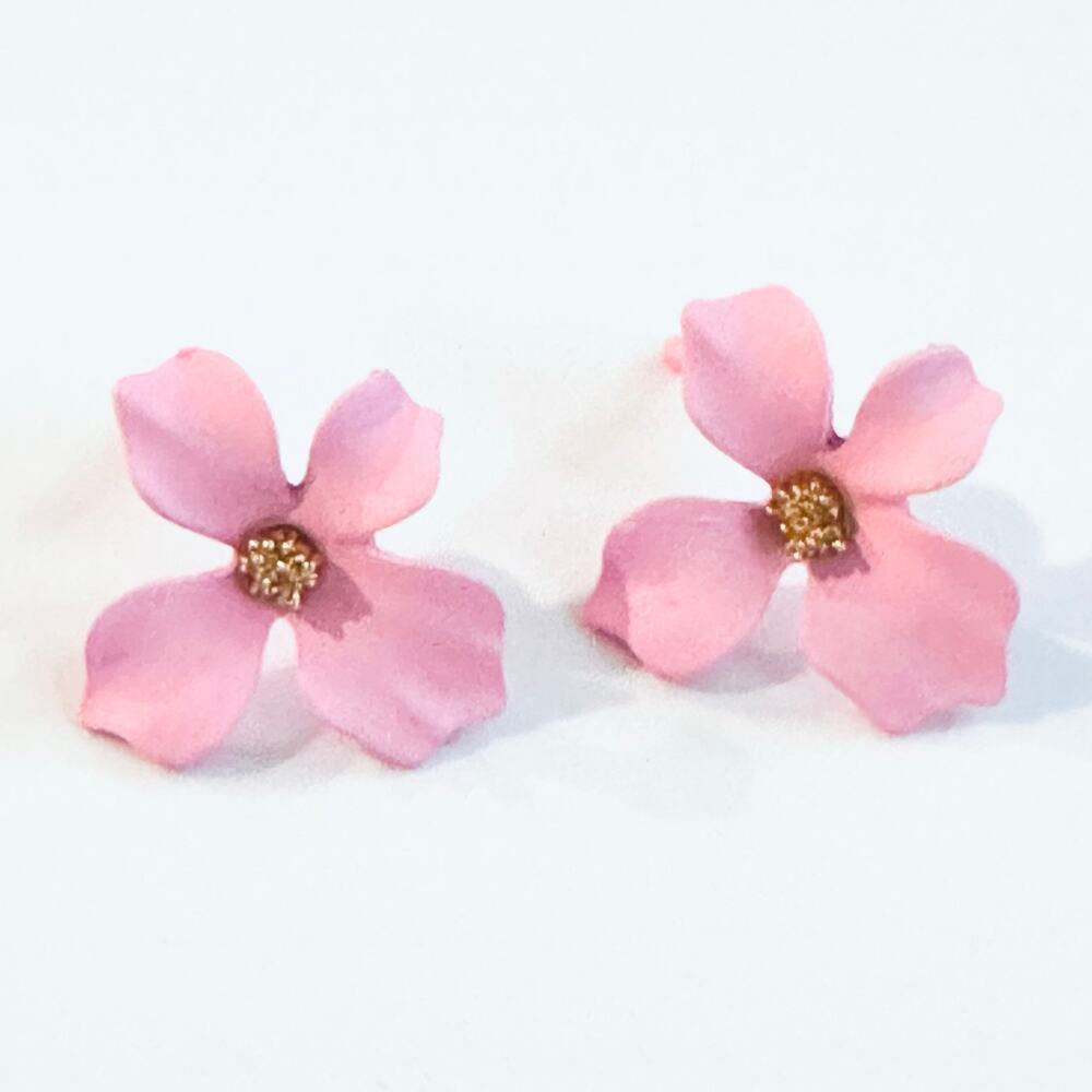 Pink Flower Stud Earrings